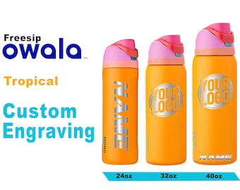 Owala Tropical Color Freesip Water Bottles, Laser Engraved Owala, Owala Name Bottle, Owala Logo Bottle, Christmas Gift, Zengraved Store
