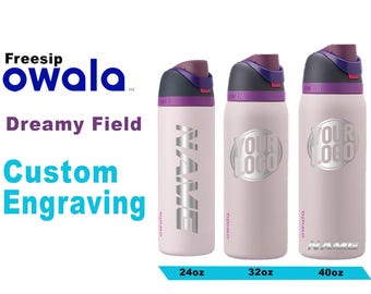 Owala Dreamy Field Color Freesip Water Bottles, Laser Engraved Owala, Custom Logo Bottle, Gift for her, logo Bottle, Zengraved Store