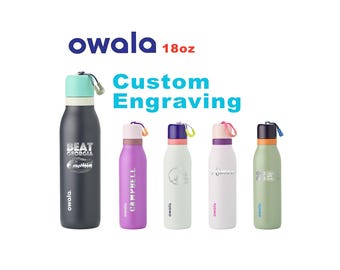18oz Owala FreeSip Twist Water Bottles | Laser Engraved Stainless Steel Water Bottle with Straw | Best For Travel, Sports and Gym.