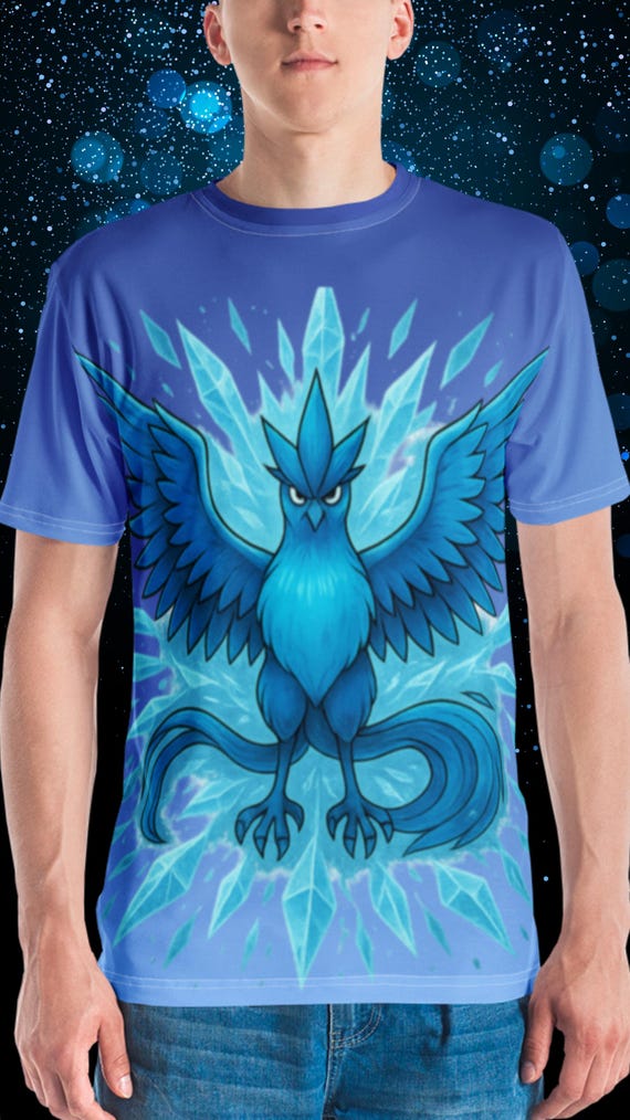 Articuno Team Mystic Shirt T-Shirt Ice Blue Lightning Graphic Tee Gamer Gift Legendary Bird Shirt Men Women Unisex AOP