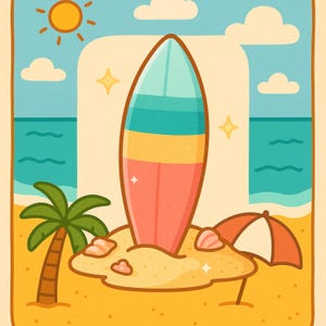 Summer Sticker Bundle | 9 Cute PNG Beach Stickers | Kawaii Digital Download for Goodnotes, Cricut, Scrapbooking, Journals & Planners