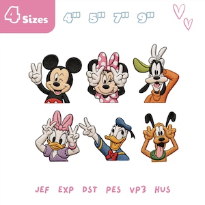 ミッキー＆フレンズ刺繍デザインバンドル、ミッキーキャラクター刺繍ファイル6点セット、ファミリーフレンズ、ファミリートリップ、ランドトリップ