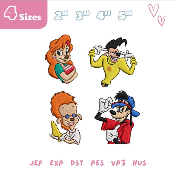 Goofy Movie Embroidery Design Bundle, Goofy Movie Characters Embroidery File, WDW Matching Family, Magic Kingdom