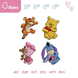 Pooh and Friends Charaktere Stickdatei, Winnie The Pooh Baby Stickdatei, Familienurlaub, Familienausflug, Disneyland Emb