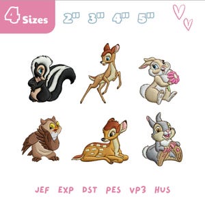 Bambi and Friends  Embroidery Design Bundle, Bambi Characters Embroidery File, Family   Friends, Family Trip,   Vacation