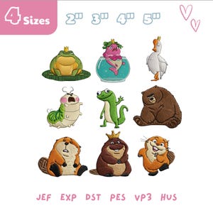 Hoppers Character Embroidery Design Bundle, Pixar Hoppers Embroidery File, Disney Vacation, Disneyland Emb, Mabel, Ellen Bear, Tom Lizard