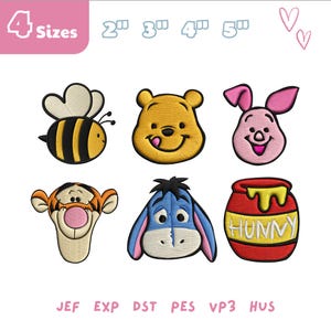 Pooh and Friends Charaktere Stickdatei, Winnie Puuh Stickdatei, Familienurlaub, Disneyland Emb