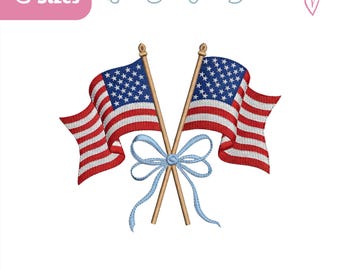 Coquette American Flag Embroidery File, Patriotic USA Flag Embroidery File, Independence Day, 4th of July, American Girly, American Flag
