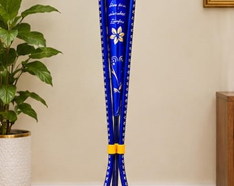 Set aus 2 handgefertigten blauen Metallvasen, strukturiertes Design, 61 cm (24 Zoll)