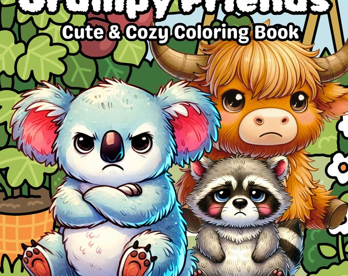 Grumpy Friends: Cute & Cozy Coloring Pages - Etsy