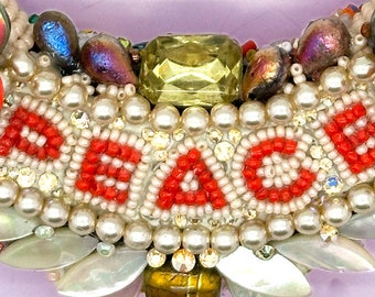 PEACE Beaded Horseshoe by Betsy Youngquist