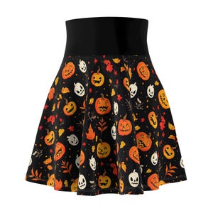 Halloween Women&#39;s Skater Skirt, Cute Fall Fashion, Pumpkin Print Skirt, AOP Skater Skirt, Spooky Season Outfit, Festivals, Parties