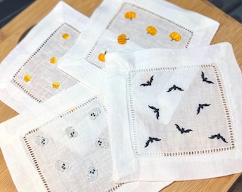 Halloween Embroidered Cocktail Napkins – Assorted