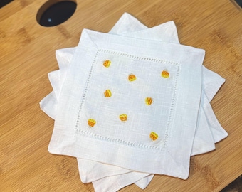 Halloween Candy Corn Embroidered Cocktail Napkins