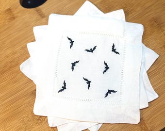 Halloween Embroidered Cocktail Napkins – Bats