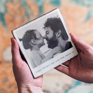Personalised Glazed Ceramic Retro Style Photo Tile | Ideal Gift for Family & Friends | Anniversary, Birthday, Wedding,New Baby, Father&#39;s Day