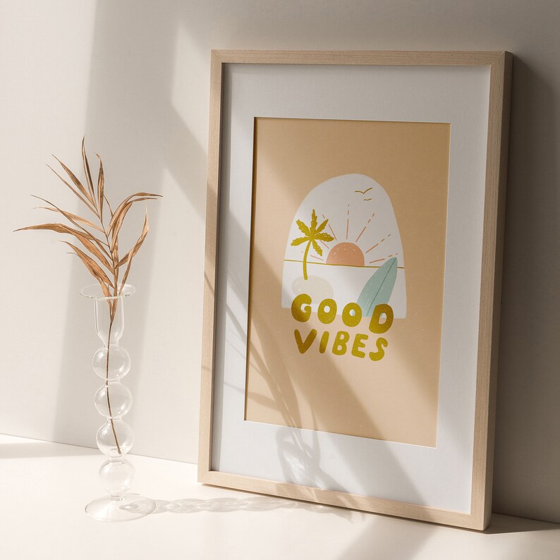 Good Vibes Graphic Beach Print Ideal Gift for Family & Friends Birthday,Anniversary, Wedding,Just Because,Thinking of You,Mother's Day image 3