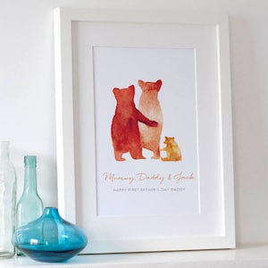 Personalised Bear Family Print | Ideal Gift for Families | New Baby, Baby Shower, Birthday, Long Distance, Wedding, Anniversary