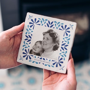 Personalised Portuguese Style Photo Tile With Text|Ideal Gift 4 Couples,Family&Friends|Anniversary,Birthday,Wedding,New Baby,Holiday,Memory