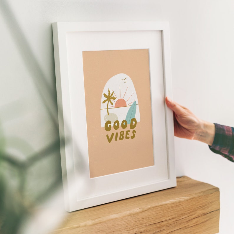 Good Vibes Graphic Beach Print Ideal Gift for Family & Friends Birthday,Anniversary, Wedding,Just Because,Thinking of You,Mother's Day image 1