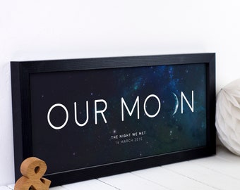 Personalised 'Our Moon' Special Date Print | Ideal Gift for Couples and Families | New Baby, Anniversary, Wedding, Birthday, Mother's Day