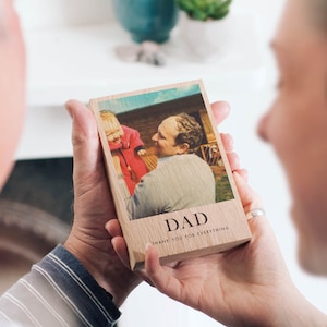 Personalised Solid Oak Wooden Photo Block | Ideal Gift for Loved Ones, Family & Friends, Birthday, Anniversary, Wedding, New Baby