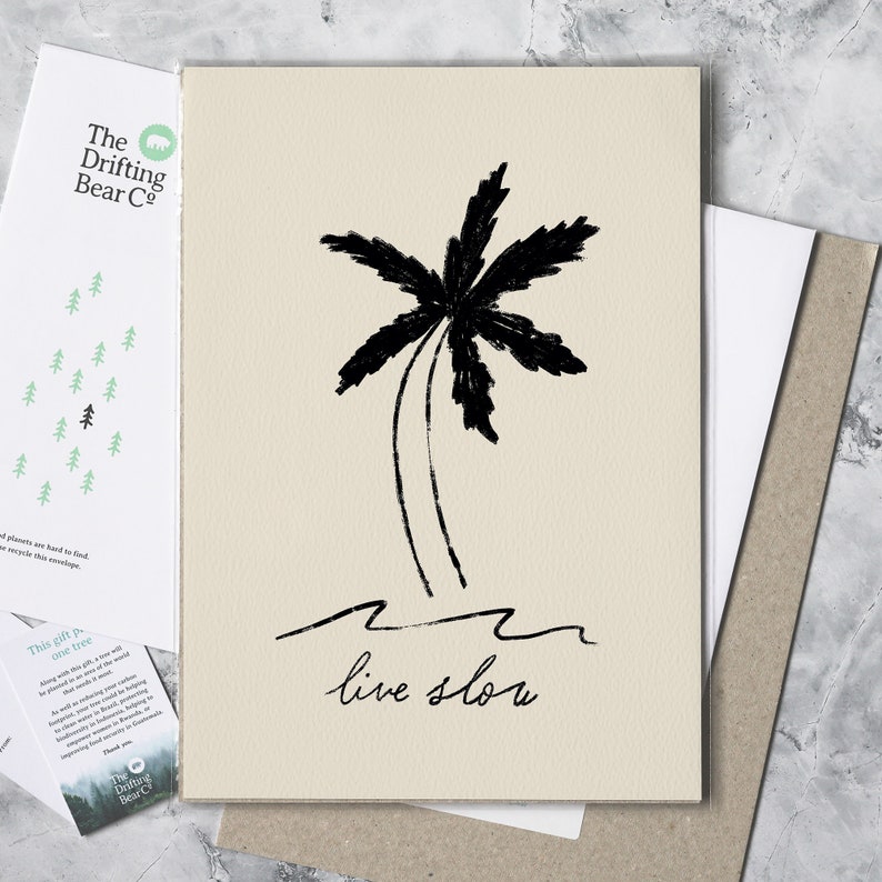 Live Slow Graphic Palm Print Ideal Gift for Family & Friends Birthday, Anniversary, Wedding, Just Because, Thinking of You, Mother's Day image 2
