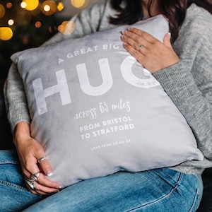 Personalised 'Hug Across The Miles' Cushion  | Send a Hug | Hug Cushion | Miss You | Thinking of You Gift | Any Occasion Gift