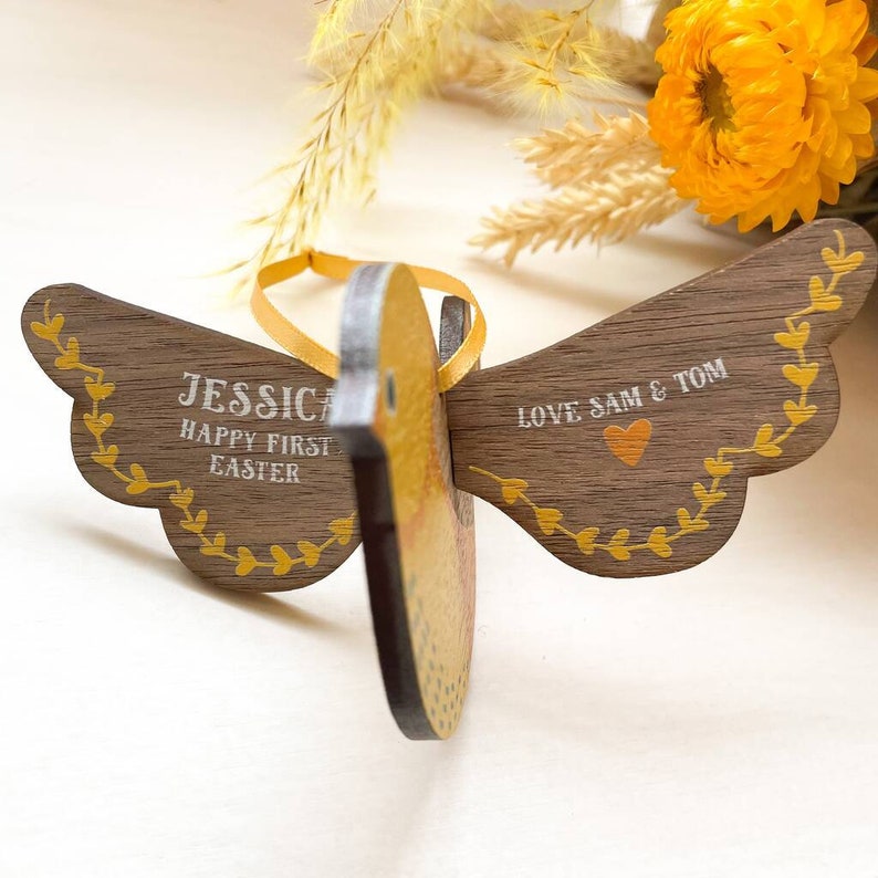 Personalised 'Baby's first Easter chick' Wooden Decoration Gift Gift for Friends & Family Long Distance,Thinking of You,Easter image 3