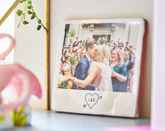 Carrelage photo en céramique émaillée personnalisé avec initiales | Cadeau idéal pour les couples | Anniversaire, Anniversaire, Mariage, Juste parce que