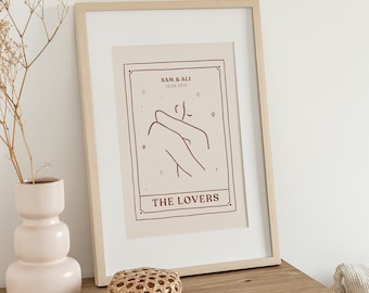 Personalised 'The Lovers' Tarot Print Gift For Couples | Ideal for Loved Ones, Birthday, Anniversary, Wedding, Special Occasion, New home