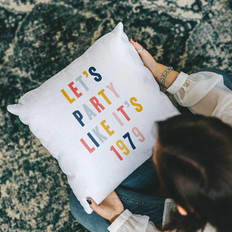 Personalised 'Let's Party Like It's' Year Cushion Ideal Gift for Family & Friends Birthday, New Home, Anniversary image 2