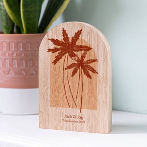 Personalised Palm Trees Oak Arch | Ideal Gift for Loved Ones Family & Friends | Birthday, Anniversary, Wedding, Miss You, Love You