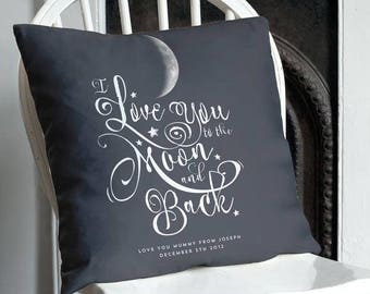 Personalised 'I love you to the Moon & Back' Moon Phase Cushion | Ideal Gift for Loved Ones | Ideal New home Gift