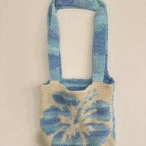 Handmade hibiscus crochet tote bag