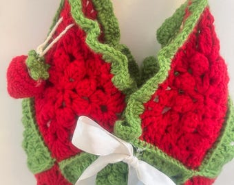 Handmade crochet strawberry bag