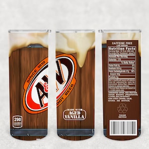 Root Beer 20 oz Skinny Sublimation Tumbler Wrap Digital Download, Instant download