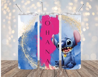 Ohana Stitch 20オンス スキニー昇華タンブラーラップ デジタルダウンロード、即時ダウンロード