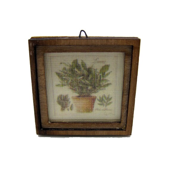 Miniature shabby chic picture herbes de Provence Thym with wooden frame