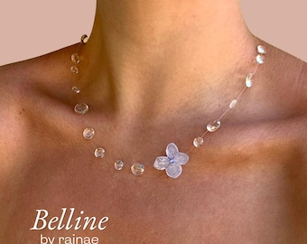Floral Droplet Necklace With Real Dried Flower, Unique Dainty Necklace