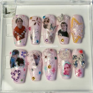 Custom Jerma985 Silly Cats Press On Nails | Kawaii Art, Reusable Set
