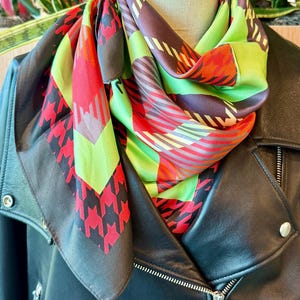 Limited Edition 100% Silk Twill Scarf - Vibrant Plaid Elegance