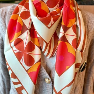 Limited Edition 100% Silk Twill Scarf - Exclusive Floral & Geometric Elegance
