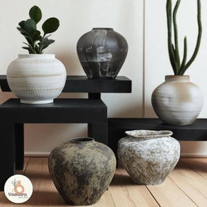 Wabi Sabi Style Ceramic Vases For Home Decor | Japandi Minimalist Decor | Handmade Rustic Pottery | Organic Flower Vases | Natural Textures