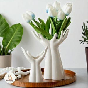 Handmade Ceramic Vases For Home Decor | Unique Modern White Sculptural Flower Holders | Artistic Minimalist Room Decoration | Flower Vase