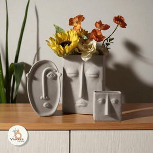 Modern Boho Face Ceramic Vases For Home Decor | Abstract Nordic Decor | Sculptural Handmade Art For Office Decor | Unique Gift Idea
