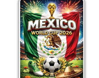 Pegatina de vinilo para coche con diseño del Mundial de México 2026 (sin burbujas).