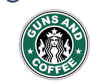 Vinilo adhesivo con diseño de armas y café para parachoques de coche.