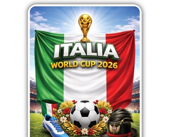 Vinilo adhesivo de fútbol Italia Mundial 2026 – Sin burbujas, para uso interior/exterior