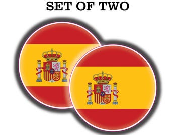Juego de dos pegatinas de vinilo con la bandera de España: para coche, parachoques y ventana (sin burbujas)